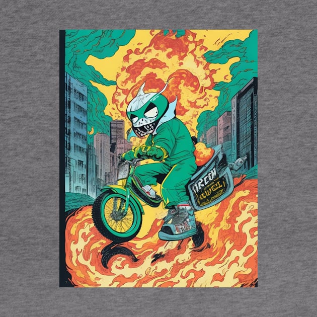 Ghost Rider of the 90s Apocalypse neon nostalgia by Rizstor